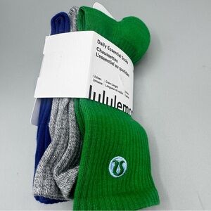 💚💙 lululemon Daily Essential Crew Socks 3 Pack Unisex M NWT